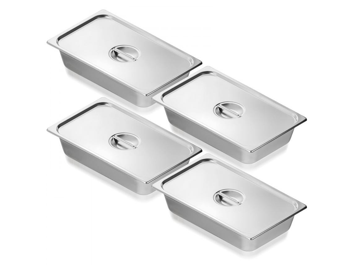Conjunto De 4 Tachos Gn 1/1 Em Aço Inoxidável Com Tampa Tekmaquinas