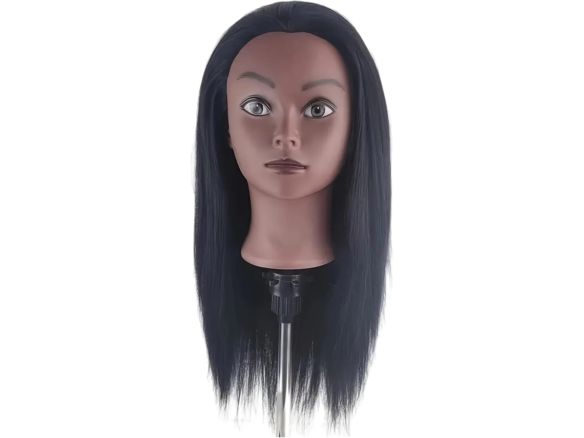 Cabeça de Manequim SFUSHOS preta, 40 cm, cabelo sintético