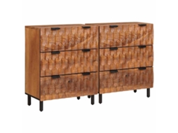 Vidaxl Buffet 2 Pcs Acabamento Em Acácia Marrom 60 X 33 X 75 Cm