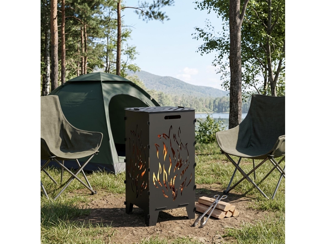 Vidaxl Fire Pit Preto 47 X 38 X 75 Cm Aço