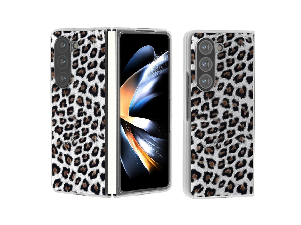 Capa De Celular Com Estampa De Leopardo E Borda Transparente Fosca Para Samsung Galaxy Z Fold6 5g