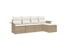 Conjunto 5 Móveis De Jardim Vidaxl Bege Vime Pe (251 X 117 X 69 Cm)