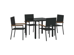 Maison Exclusive - Conjunto Jantar Para Jardim 5 Peças Vermelho Vime Pe