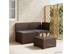 Vidaxl Sofá De Jardim 2 Lugares Com Almofadas Look Rattan Pp Castanho