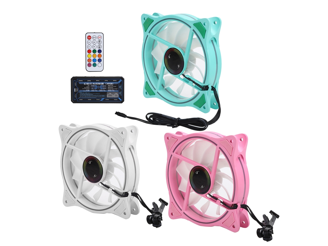 3 Peças 1200rpm 12v Argb Cooling Fans 11 Lâminas Cooler De Ar Silencioso Para Computador Chassi Dissipador De Calor