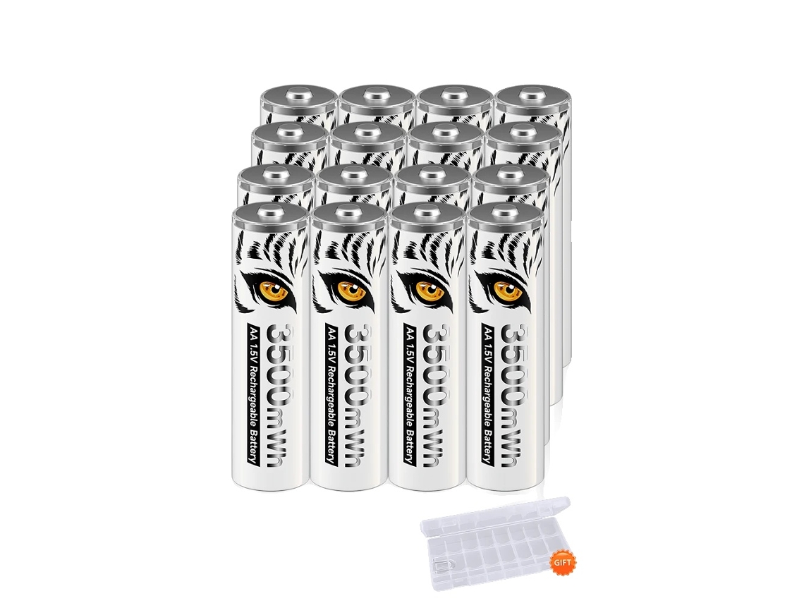 Bateria Recarregável, Carregador Lcd, 8 Slots De Carregamento, 16 Peças Aa Oem