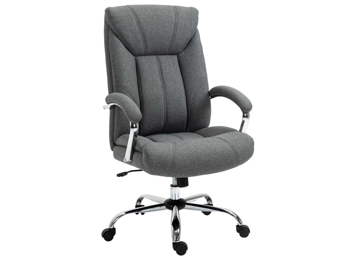 Cadeira De Escritório Cinza Ergonômica, Encosto Alto, Altura Ajustável, Função De Balanço, 65×78×118cm