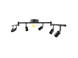 Rebe-kit De Iluminação De Trilho Com 6 Lâmpadas Rotativas Para Teto, Base Gu10, 85-265v, Preto