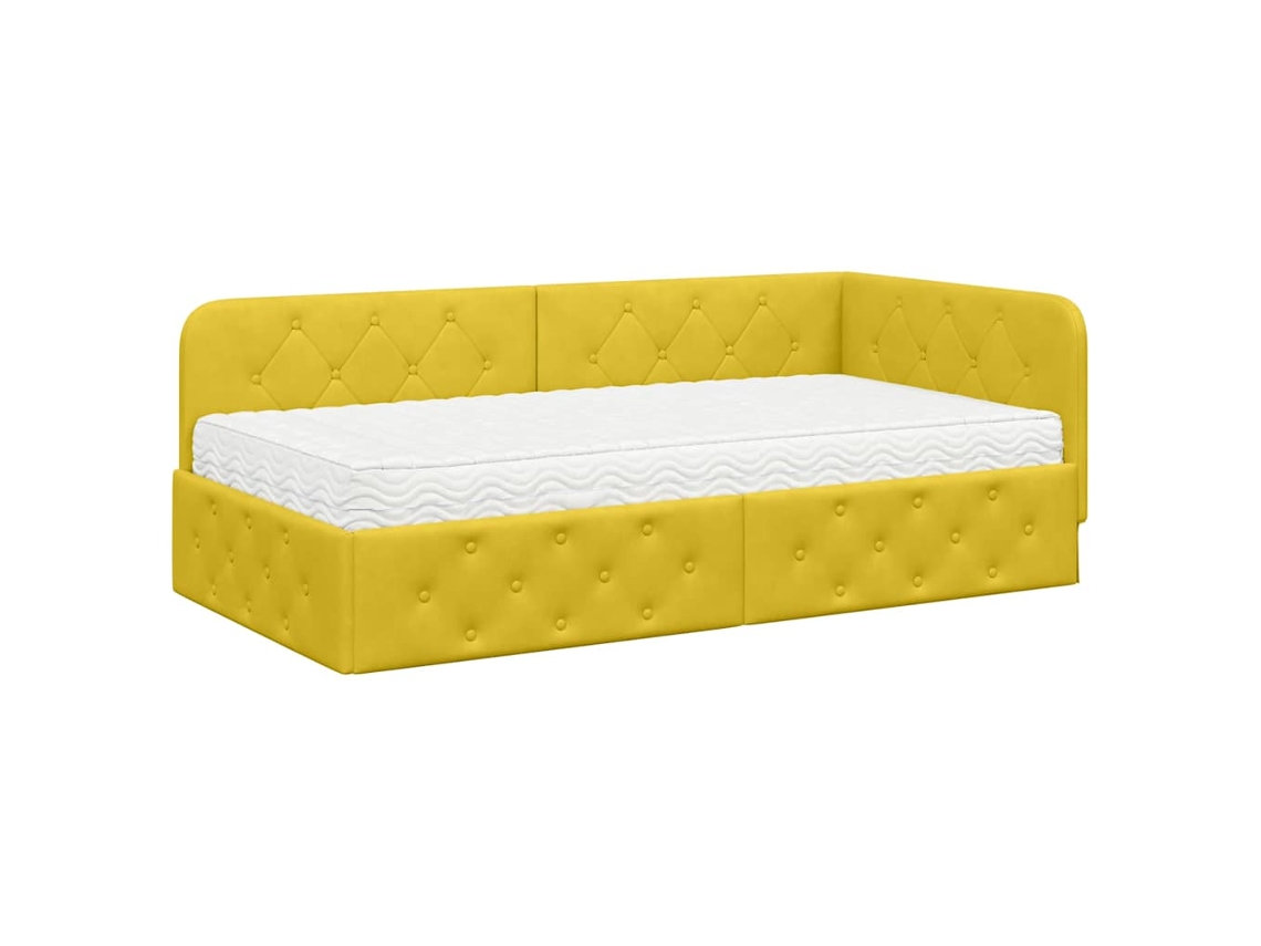 Estrutura de Cama de Canto Amarelo 90 X 190 Cm Veludo MAISON EXCLUSIVE