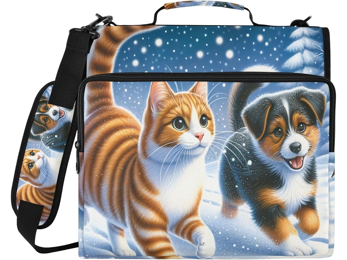 Bolsa Organizadora De Inverno Cães E , Com Espaço Laptop De 14 Polegadas, Feita Em Poliéster Resistente À