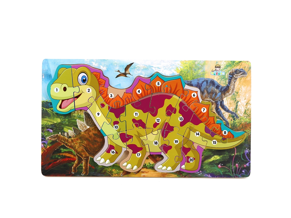 Quebra-cabeça De Dinossauro De Madeira Número Puzzle Brinquedo Educativo Para Crianças