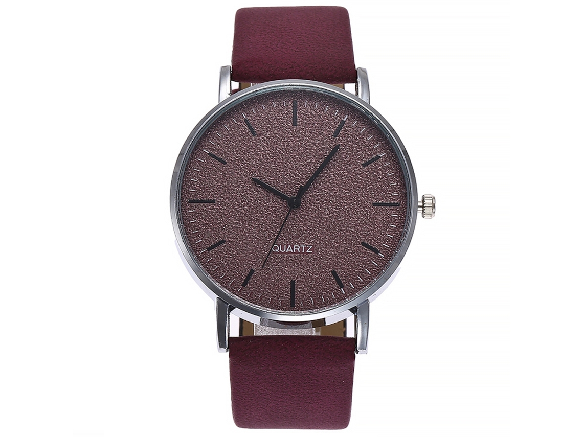 Relógio Unisex Pulseira Pu com Movimento de Quartzo Dial Esfumado Vansvar (vermelho)