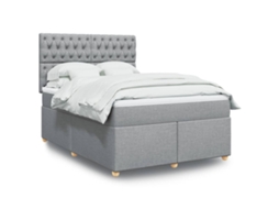 Vidaxl Cama Com Molas/colchão 160x200 Cm Tecido Cinzento-claro