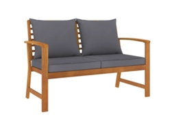 Vidaxl Banco Jardim 120 Cm C/ Almofadão Cinzento-escuro Acácia Maciça
