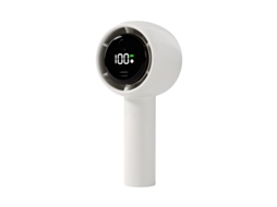 Mini Ventilador Turbo MDUG portátil, visor digital, carregamento USB, fluxo de ar potente (branco)
