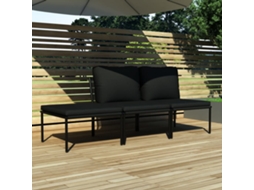 Vidaxl 3 Pcs Conjunto Lounge De Jardim C/ Almofadões Pvc Preto