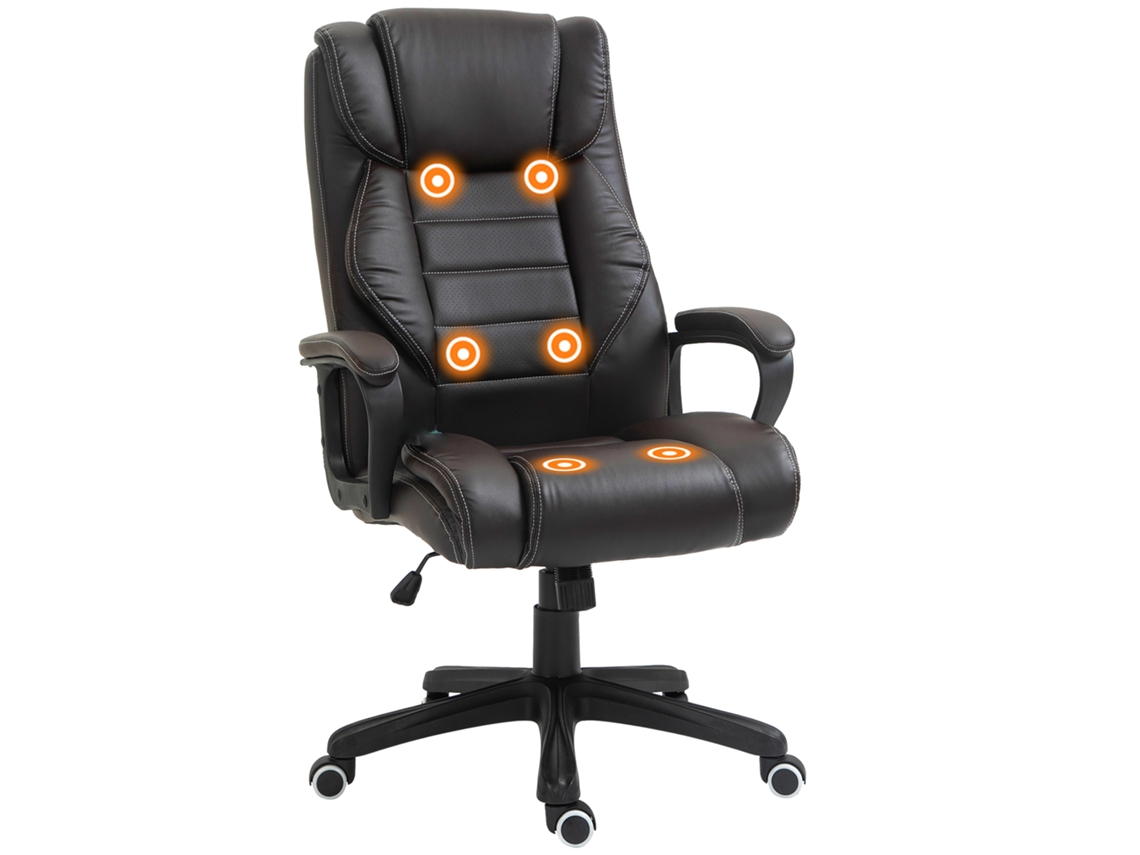 Cadeira De Massagem, Cadeira De Balanço No Encosto, Estofamento Em Material Sintético Marrom.ergonômica E Confortável, Com Altura Ajustável E