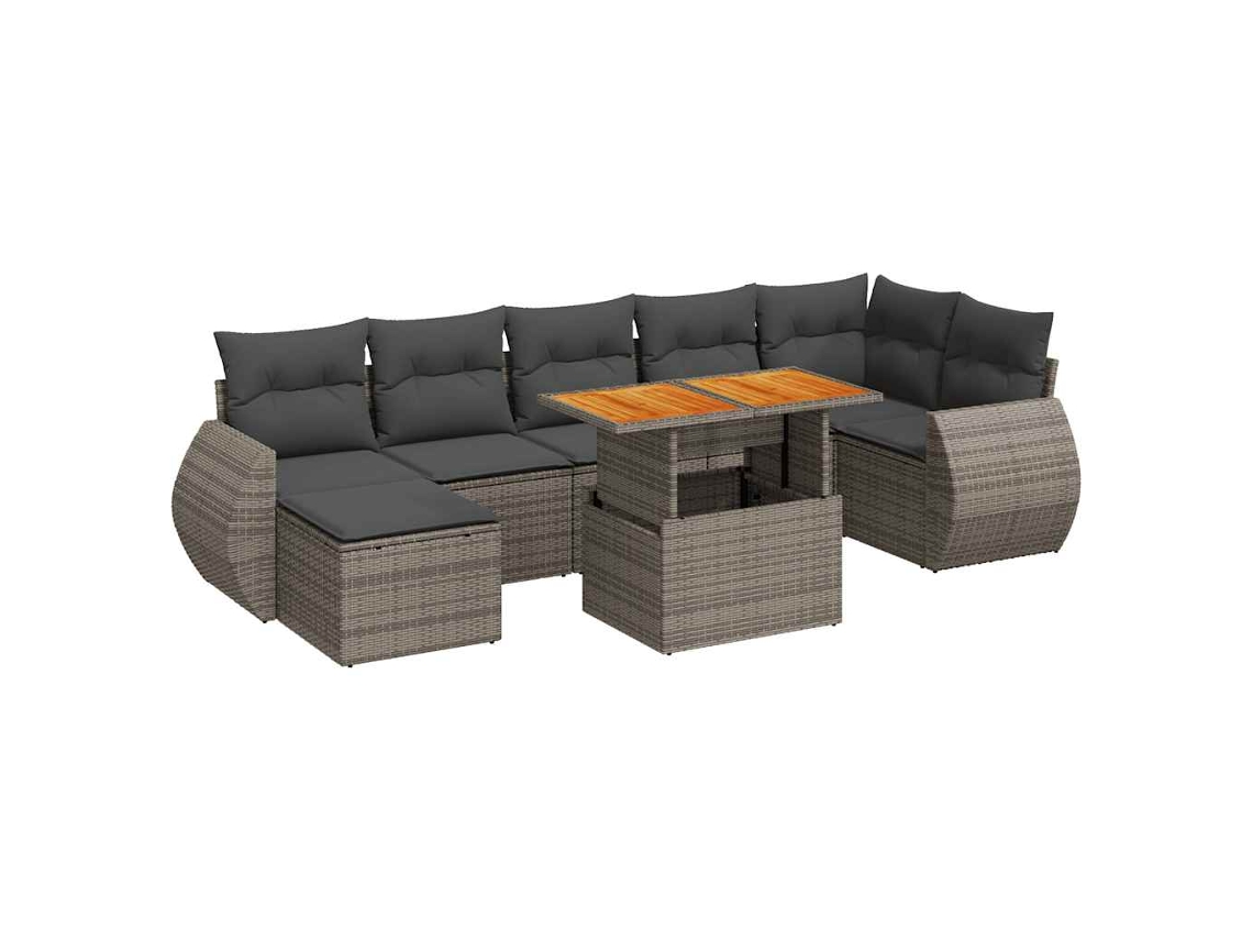 Conjunto de 8 Sofás de Jardim com Almofadões Vime Pe Cinzento MAISON EXCLUSIVE (8 pcs)