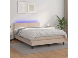 Cama Box Spring C/colchão/led 140x200cm Couro Artif. Cappuccino