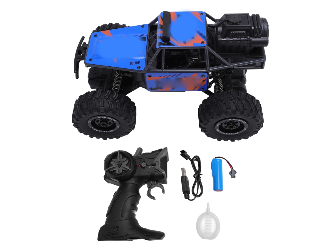 Primerox carro Off Road Rc com Spray e Luz 5 Canais Controle Remoto Liga Azul para Crianças