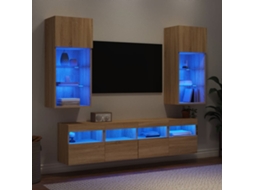 Vidaxl 5pcs Móveis Parede P/ Tv C/ Leds Deriv. Madeira Carvalho Sonoma