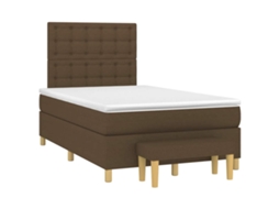 Vidaxl Cama Boxspring Com Colchão 120x190 Cm Tecido Castanho-escuro