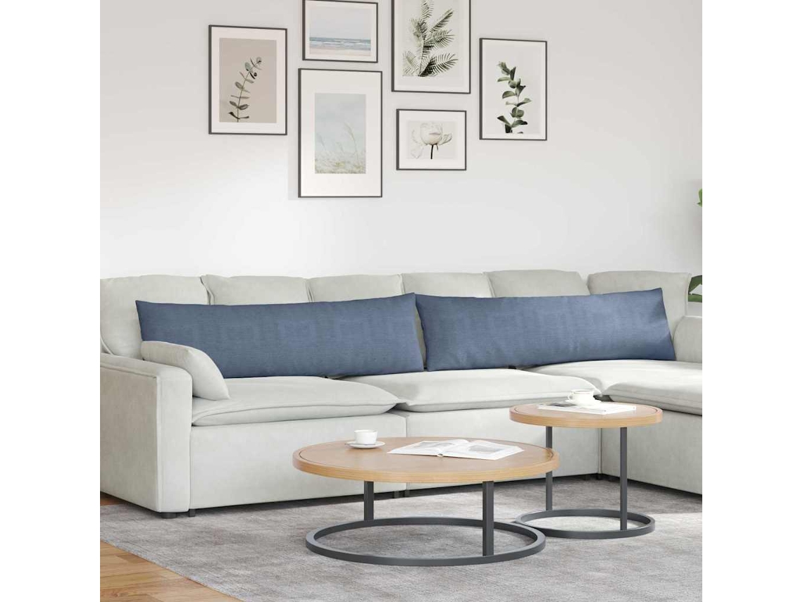 Vidaxl Travesseiros De Sofá 2 Pcs Azul 145 X 40 Cm