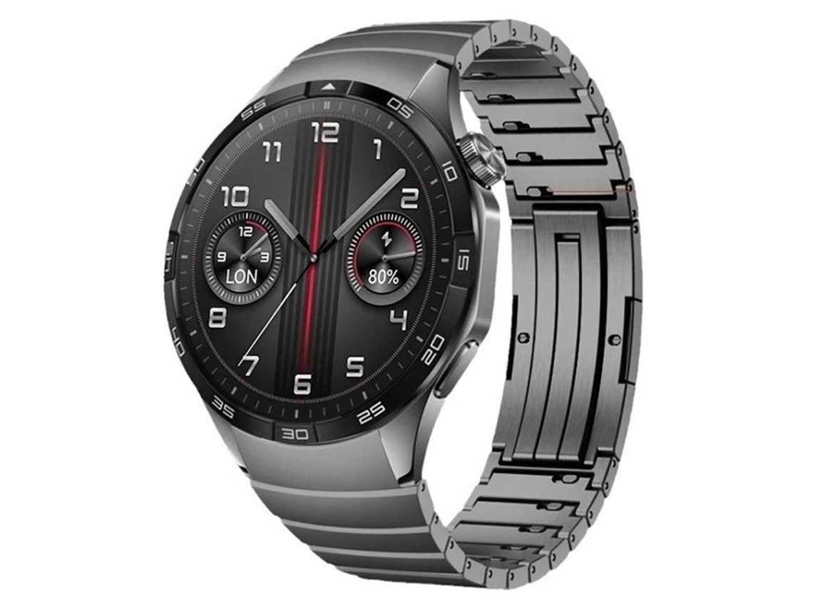 Bracelete Para Huawei Watch Gt 5 (46mm) - Aço Inoxidável - Uma Conta De Bambu Cinza