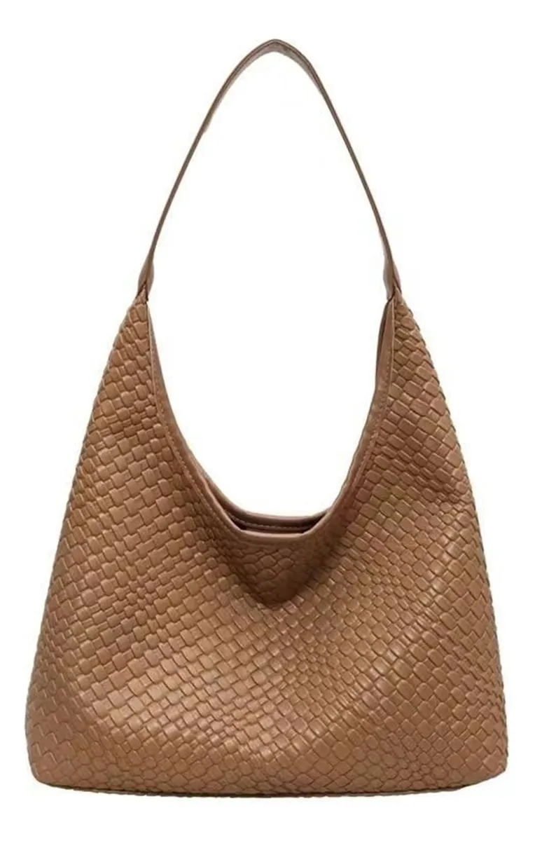 Bolsa Grande De Couro Sintético Trançado Para Mulheres, Bolsa De Ombrovayotoy