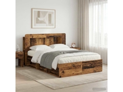 Vidaxl Estrutura De Cama Com Armazenamento Madeira Antiga 135 X 190 Cm