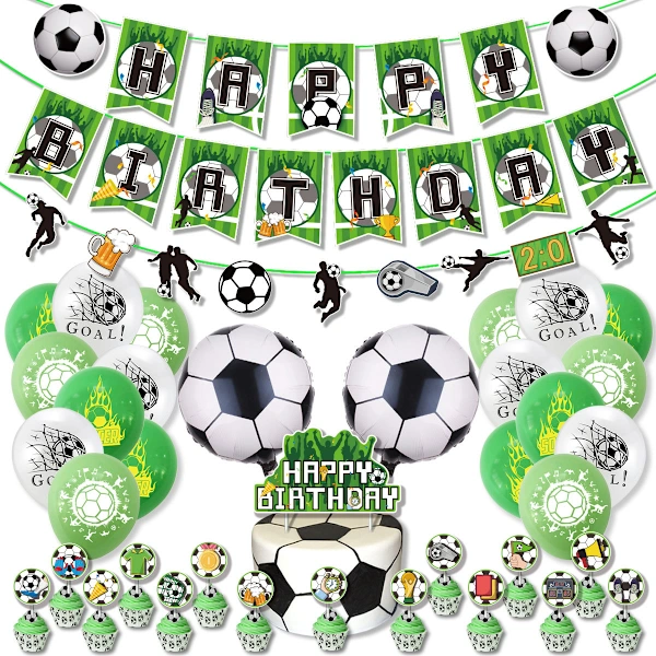Decoração Para Festa De Futebol, Bolo Com Bandeira Balões Removíveis, Aniversário Menino.