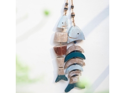 Decoração de Pescado Nova Line com Osso de Peixe em Madeira Rústica | S/MARCA