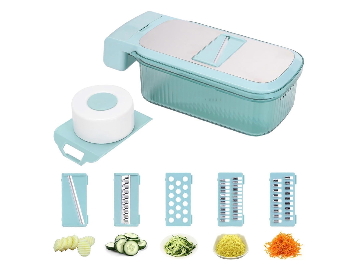 Lurelia Mandolina Multifuncional Ajustável, Lâminas Inoxidáveis, Recipiente Incluído, Para Legumes