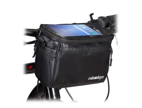 Sacola Relaxdays Para Guidão, Impermeável, Com Alça, Vários Bolsos, Bolsa Para Smartphones, Até 6,4, Preta