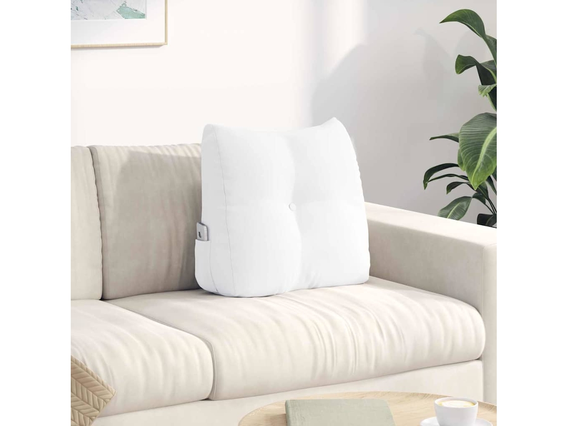 Vidaxl Travesseiro Para Costas Branco 45 X 24 X 50 Cm Tecido