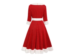 Roupas de Natal Cinto de Gola Peluda Slim Fit Manga Três Quartos Vestido Quente M