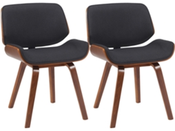 Conjunto De 2 Cadeiras De Jantar Beverley Com Revestimento Em Tecido Nogueira/preto