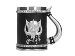 Caneca Pirata Grande Capacidade em Aço Inoxidável Pintada À Mão e Polida com Caveira, Ornamento Artesanal em Resina AQUAFORGE