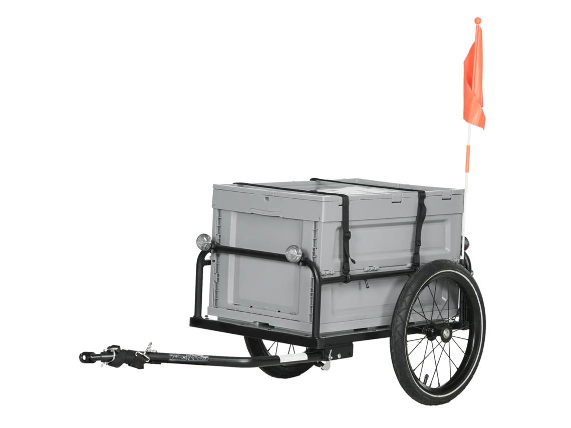 Reboque Para Bicicleta Com Caixa De Armazenamento Removível E Dobrável De 65 Litros, Carga Máxima De 40 Kg.