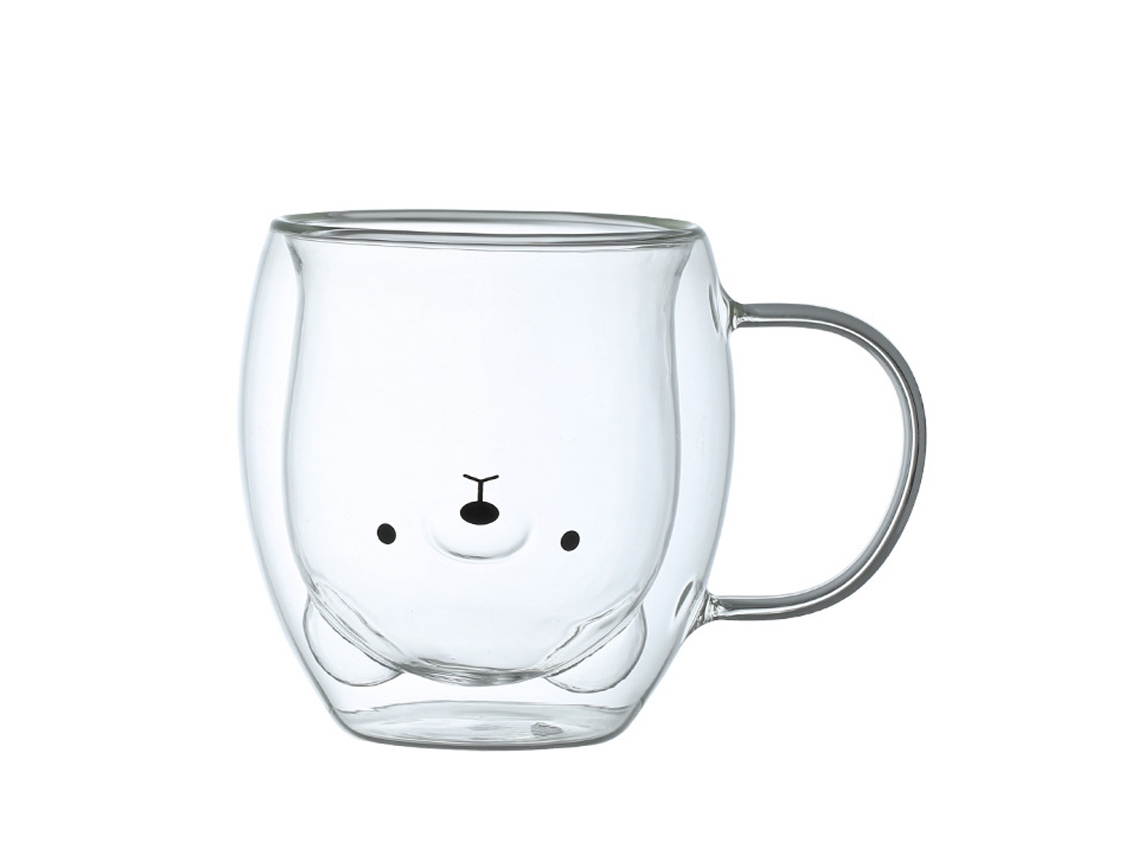 Chávena de Urso Xícara de Chá Ou Café com Cabo 250Ml Copo Duplo Isolante Ideal para Presentes de Aniversário Ou Dia dos Namorados. NEVEANCE