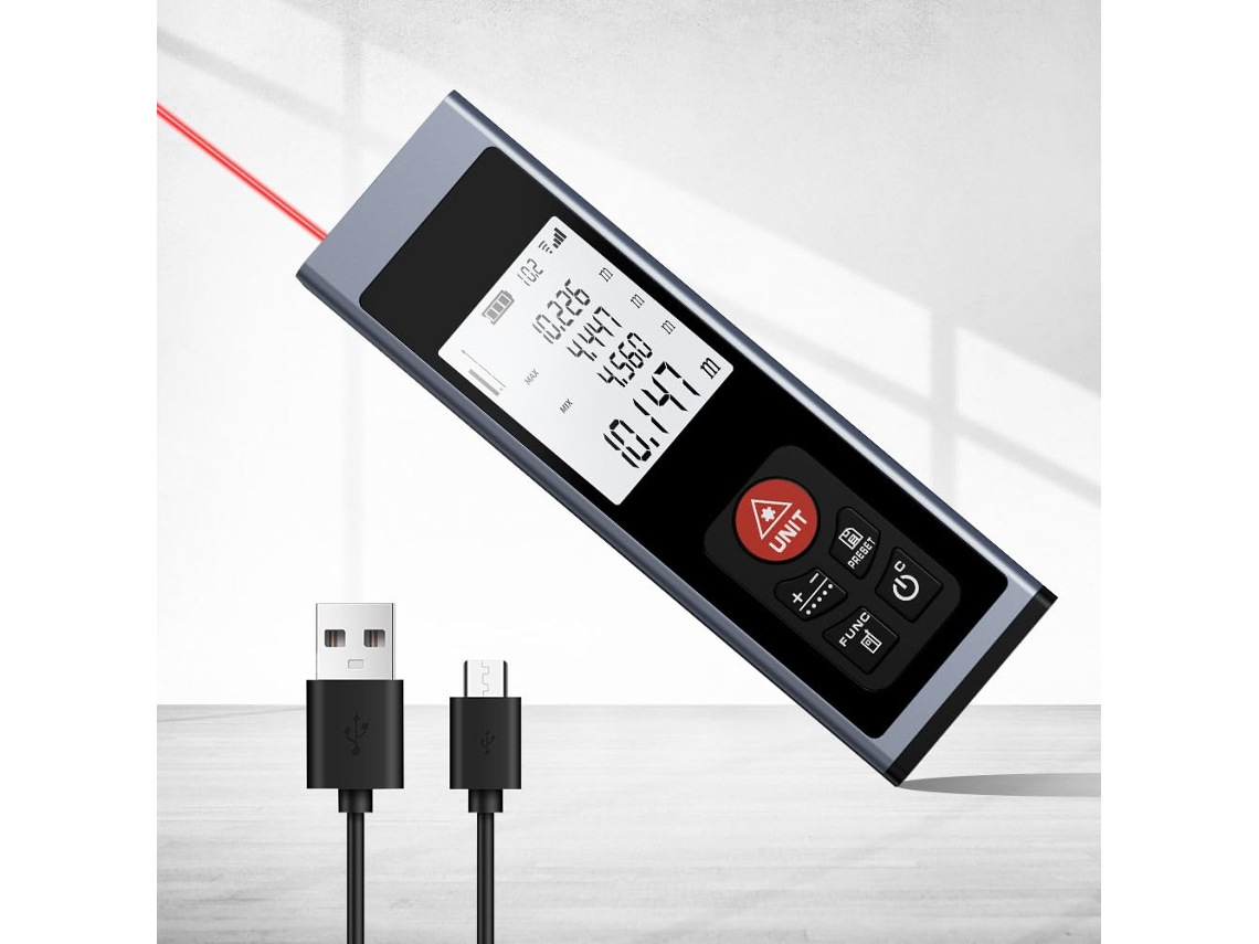 Telêmetro Eletrônico De Bolhasmedição Contínua Com Carregamento Usb C E Luz De Fundo Lcd Zeuxo