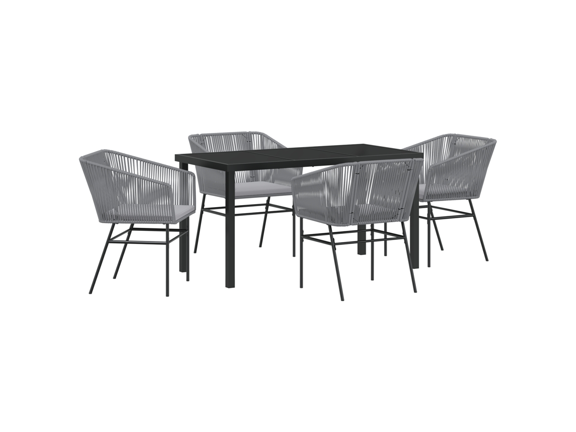 Conjunto 5 Conjunto De Jantar Para Jardim Vidaxl Cinzento Aço Revestido A Pó (140 X 70 X 73 Cm)