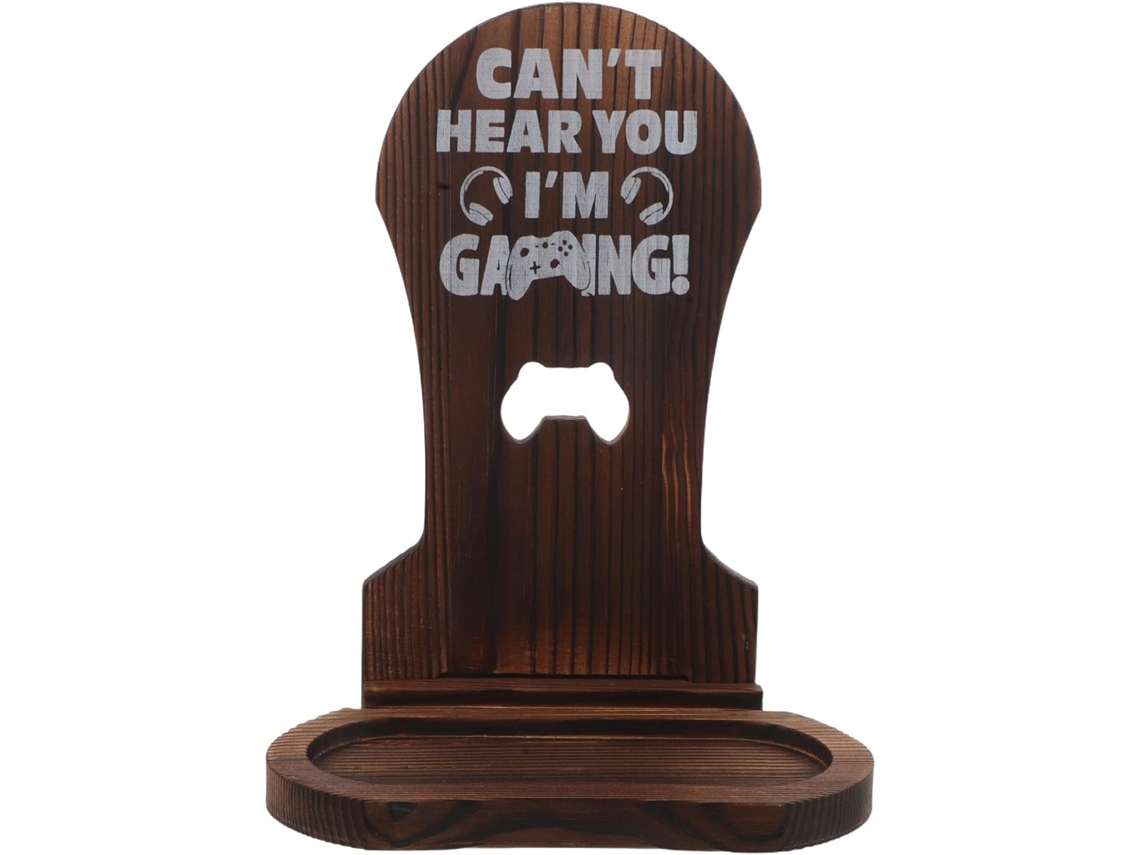 Suporte De Madeira Para Fone Ouvido Gamer Com Base E Bandeja Armazenamento Mesa, Suporte Para Fone De Ouvido Sem Fio