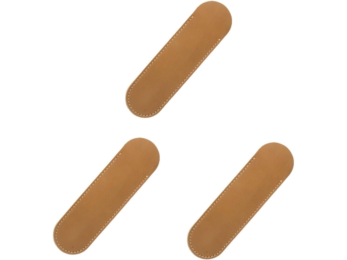 Estojo Criativo De Couro Para Canetas Nuobesty, De 3 Peças, Para Canetas Tinteiro E Esferográficas, Cor Camelo.