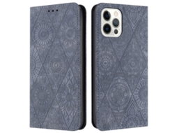 Capa Em Couro Pu Com Suporte Para Apple Iphone 16 Pro Max - Cinzento