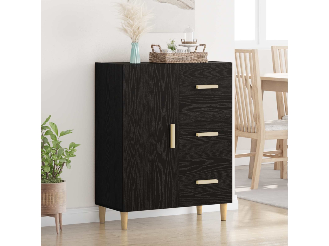 Vidaxl Buffet Carvalho Preto 34 X 69.5 X 90 Cm Derivados De Madeira