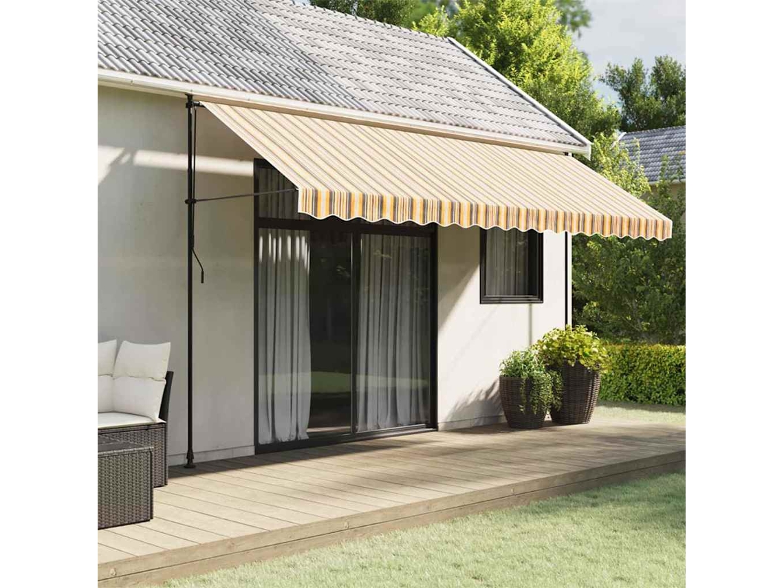 Vidaxl Tecido De Substituição Para Toldo Laranja E Preto 4,5x3,5 M Poliéster