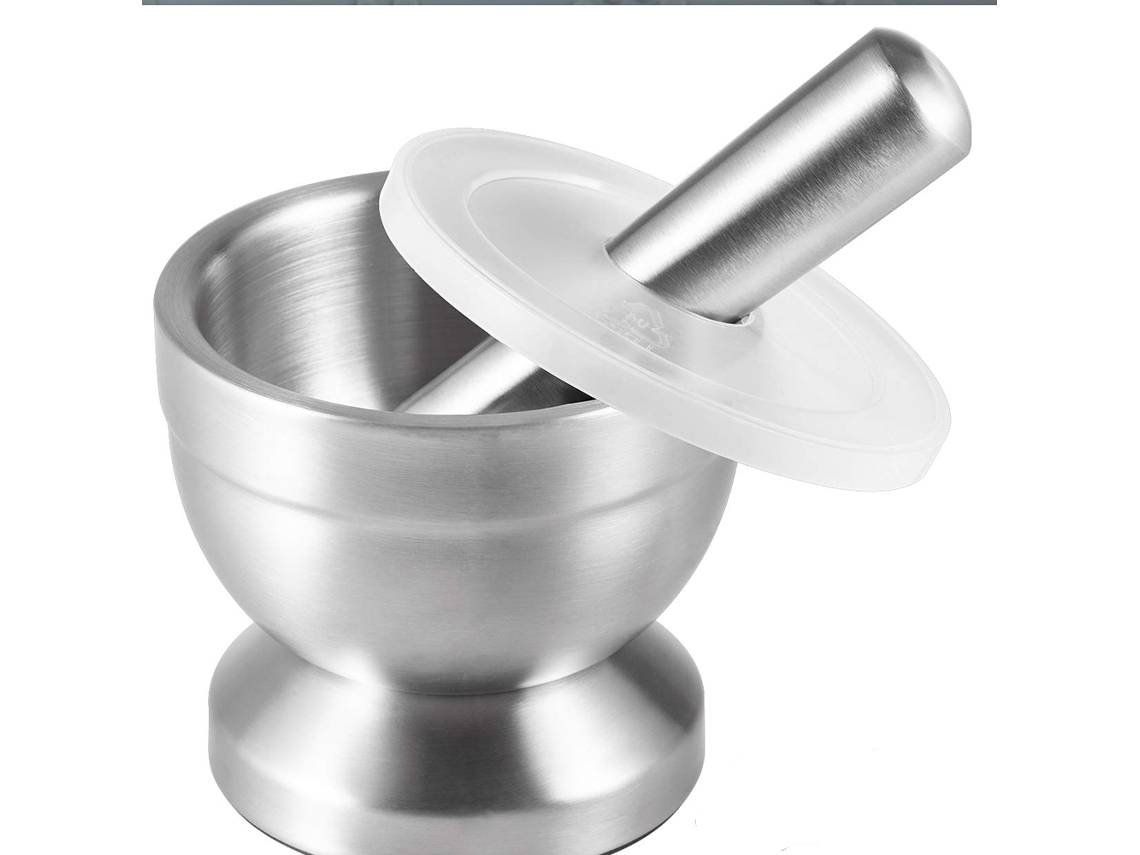 Pilão e almofariz de aço inox para especiarias e ervas AQUAFORGE