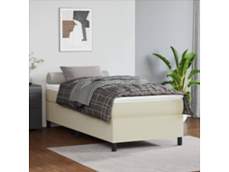 Vidaxl Estrutura De Cama Com Molas 90x190 Cm Couro Artificial Cor Creme