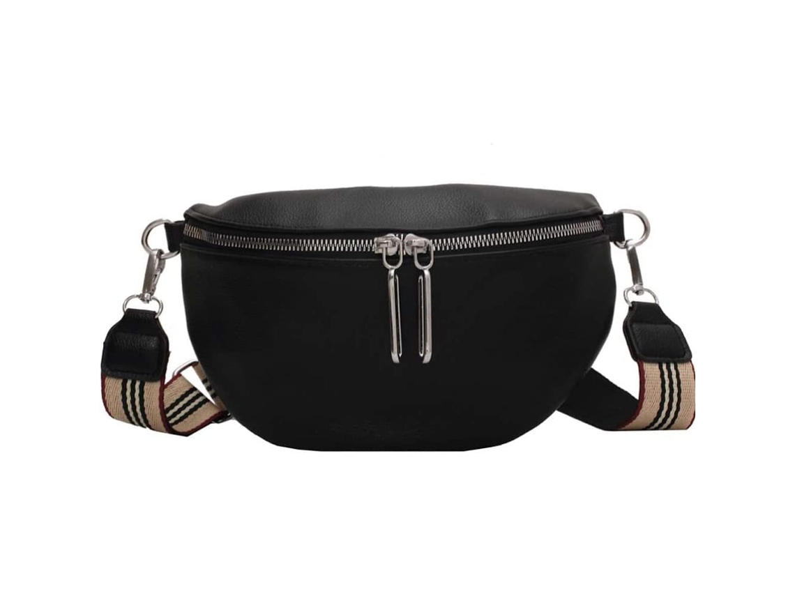 Bolsa Transversal de Couro Legítimo Preto